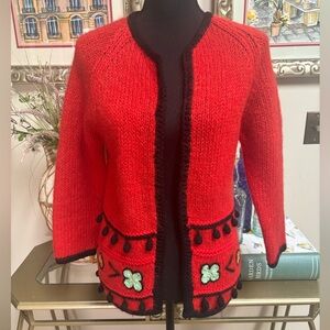 ALBERGO IMPORTS BY BARBARA FIELD DESIGNER RED VINTAGE WOOL LUXURY SWEATER SIZE 8
